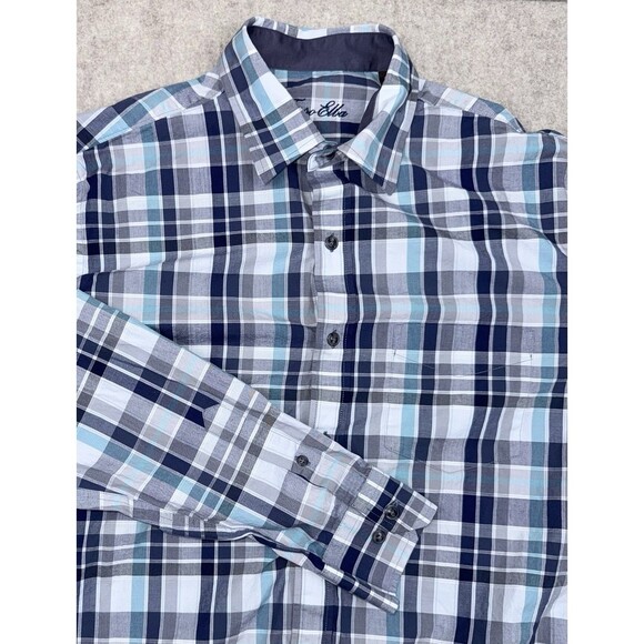 Tasso Elba Other - Tasso Elba Men’s Long Sleeve Button Down 100% Cotton M 15-15.5 Blue Plaid